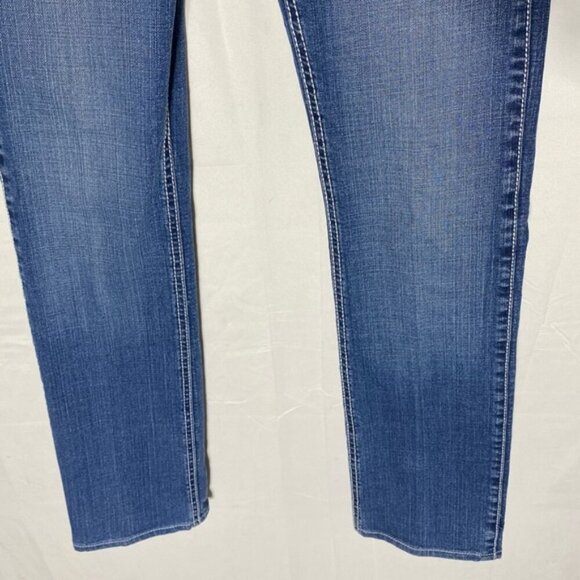 Wrangler Q Baby Med Wash Low Mid Rise Flap Pocket Straight Leg Jeans 28X36 - Picture 10 of 15